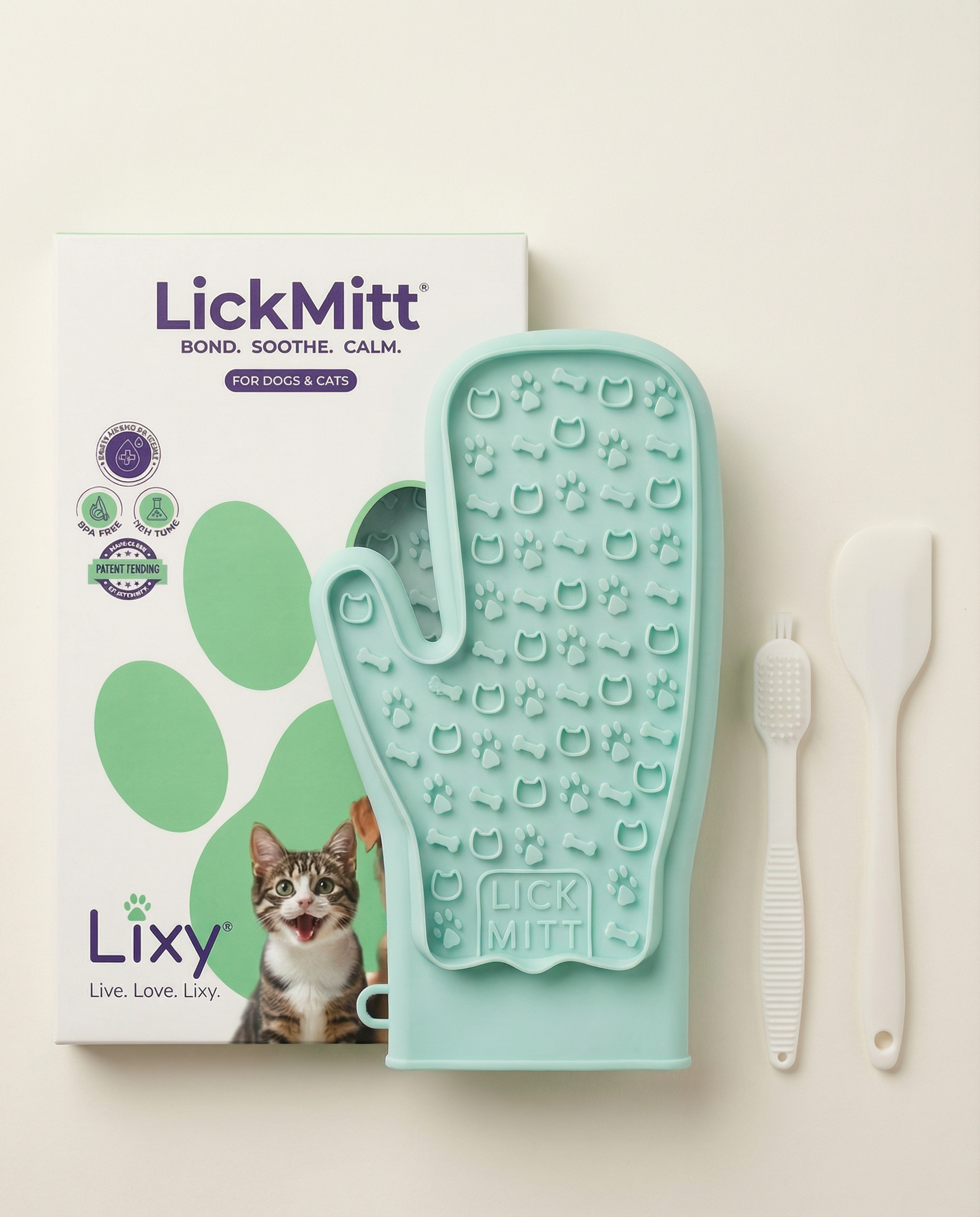 LickMitt® Dual-Sided Calming & Grooming Mitt | Green