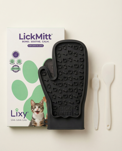 LickMitt® Dual-Sided Calming & Grooming Mitt | Black