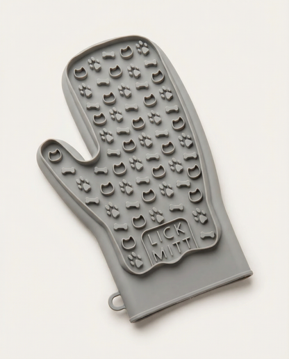LickMitt® Dual-Sided Calming & Grooming Mitt | Gray