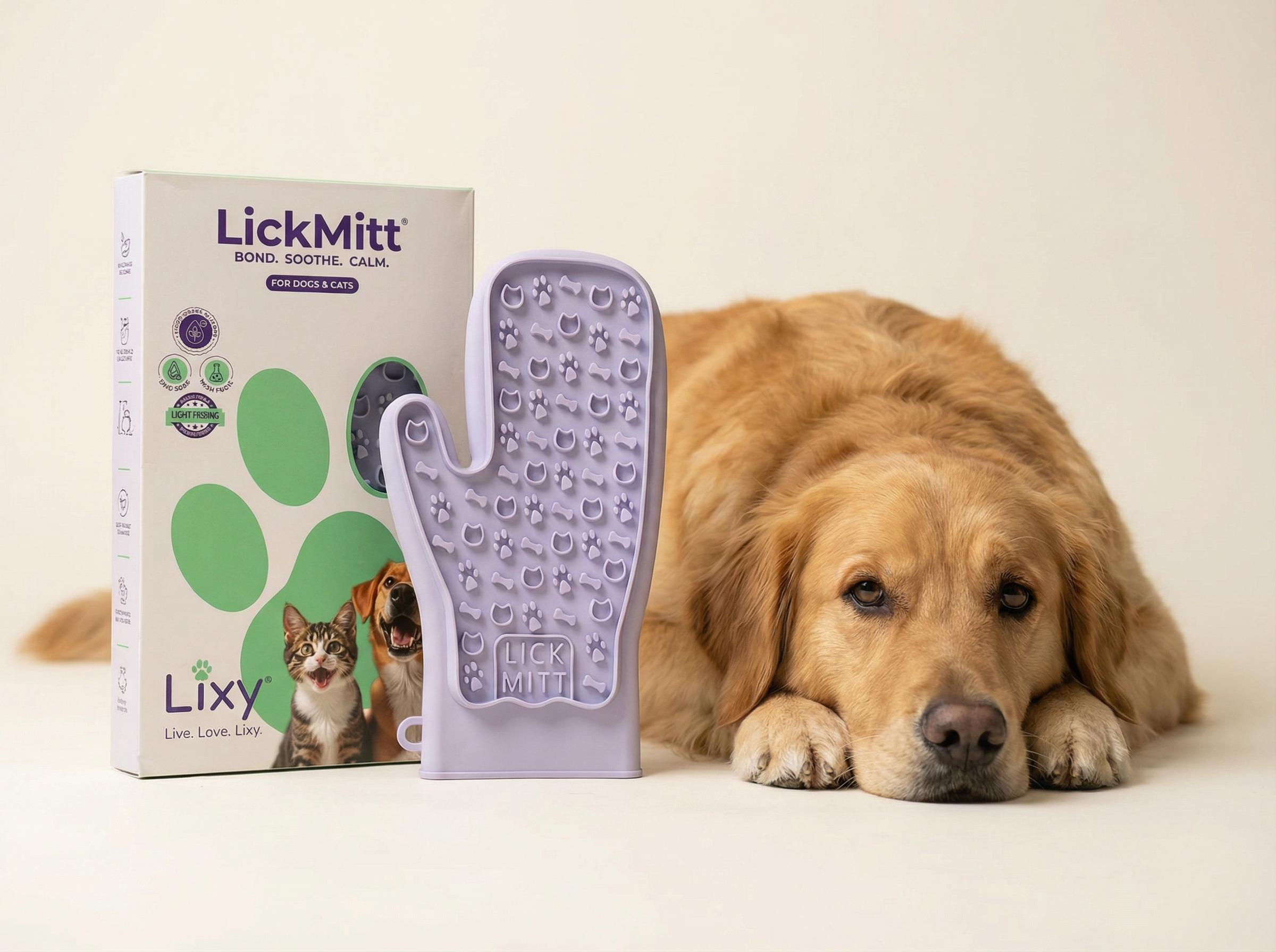 LickMitt® Dual-Sided Calming & Grooming Mitt | Purple