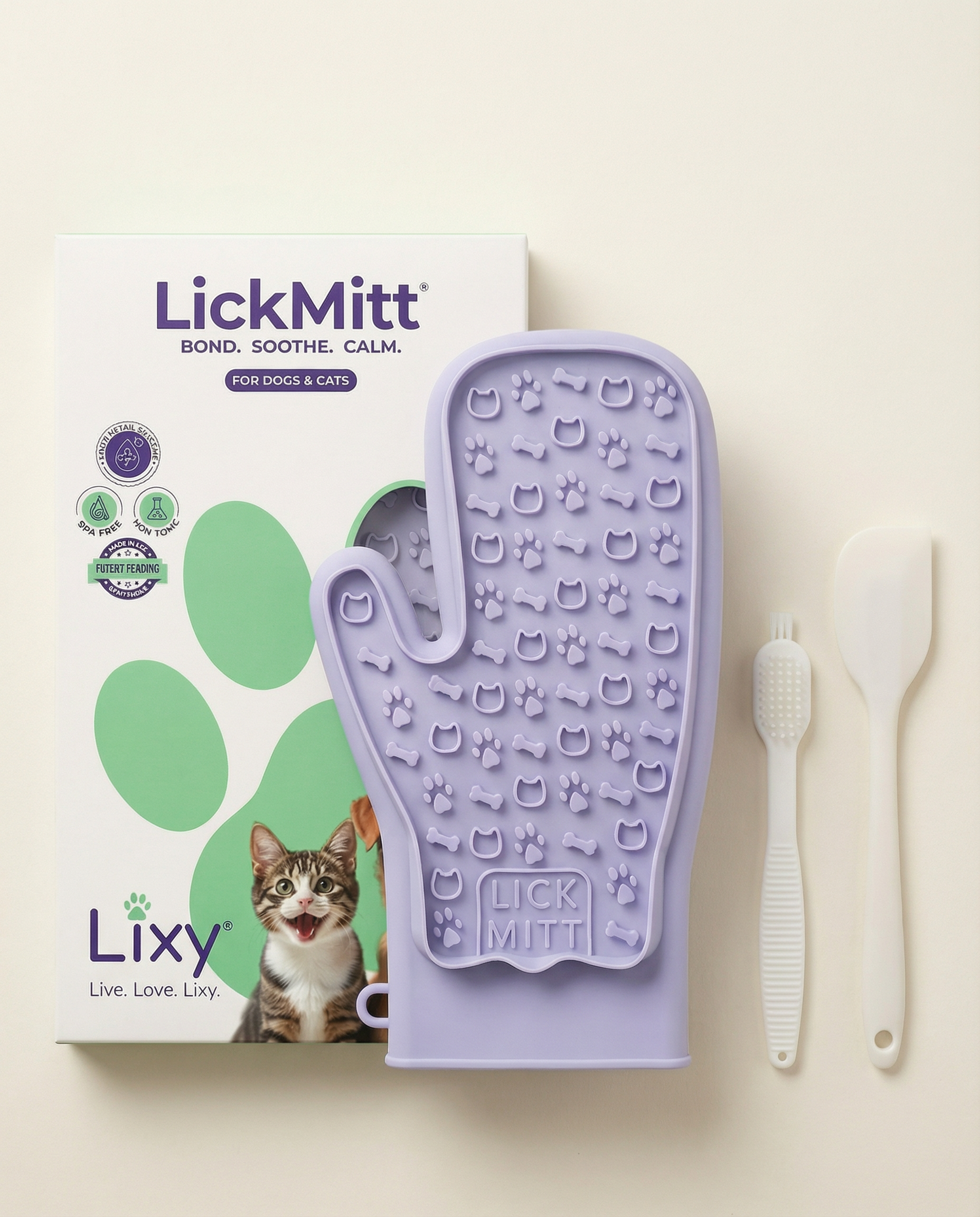 LickMitt® Dual-Sided Calming & Grooming Mitt | Purple