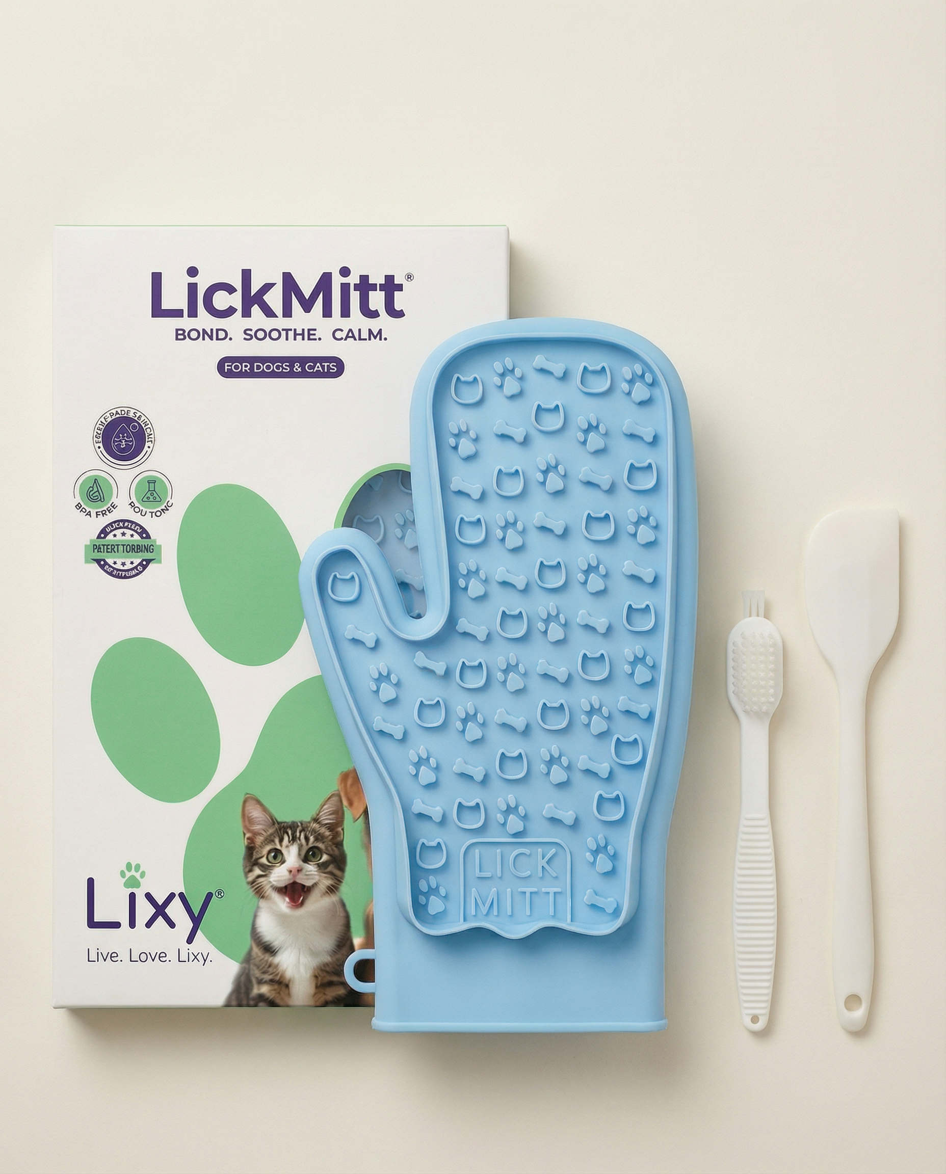 LickMitt® Dual-Sided Calming & Grooming Mitt | Blue