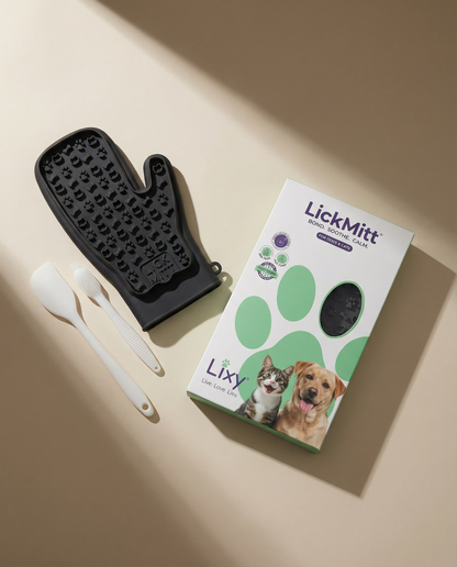 LickMitt® Dual-Sided Calming & Grooming Mitt | Black